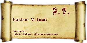 Hutter Vilmos névjegykártya